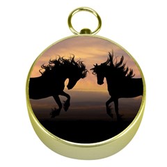 Evening Horses Gold Compasses by LW323
