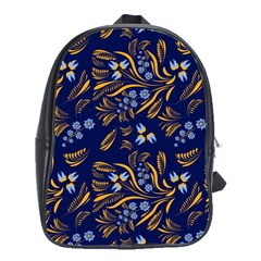 Folk Floral Pattern  Flowers Abstract Surface Design  Seamless Pattern School Bag (large) by Eskimos