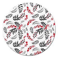 Folk Floral Pattern  Flowers Abstract Surface Design  Seamless Pattern Magnet 5  (round)