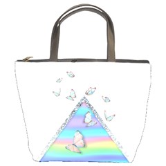 Minimal Holographic Butterflies Bucket Bag by gloriasanchez