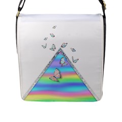 Minimal Holographic Butterflies Flap Closure Messenger Bag (L)