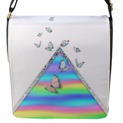 Minimal Holographic Butterflies Flap Closure Messenger Bag (S)