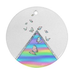 Minimal Holographic Butterflies Ornament (Round)