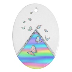 Minimal Holographic Butterflies Ornament (Oval)