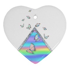 Minimal Holographic Butterflies Ornament (Heart)