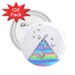 Minimal Holographic Butterflies 2 25  Buttons (100 Pack) 