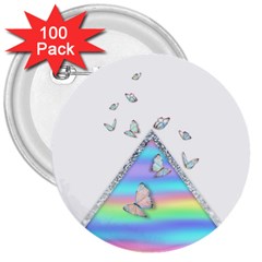 Minimal Holographic Butterflies 3  Buttons (100 pack) 