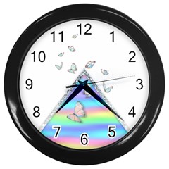 Minimal Holographic Butterflies Wall Clock (black)