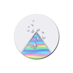 Minimal Holographic Butterflies Rubber Coaster (Round) 