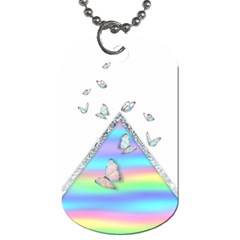 Minimal Holographic Butterflies Dog Tag (Two Sides)