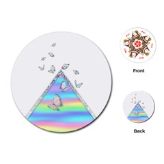 Minimal Holographic Butterflies Playing Cards Single Design (Round)
