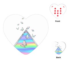 Minimal Holographic Butterflies Playing Cards Single Design (Heart)