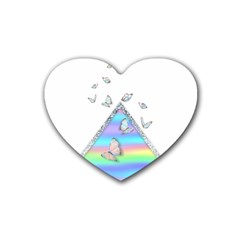 Minimal Holographic Butterflies Heart Coaster (4 pack) 