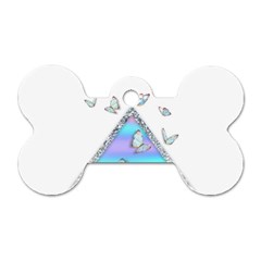 Minimal Holographic Butterflies Dog Tag Bone (Two Sides)