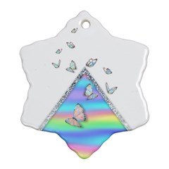 Minimal Holographic Butterflies Ornament (snowflake)