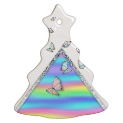 Minimal Holographic Butterflies Christmas Tree Ornament (Two Sides)
