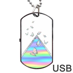 Minimal Holographic Butterflies Dog Tag USB Flash (Two Sides)