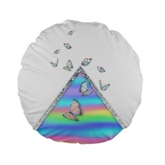 Minimal Holographic Butterflies Standard 15  Premium Round Cushions