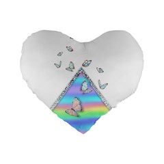 Minimal Holographic Butterflies Standard 16  Premium Heart Shape Cushions