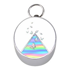 Minimal Holographic Butterflies Mini Silver Compasses
