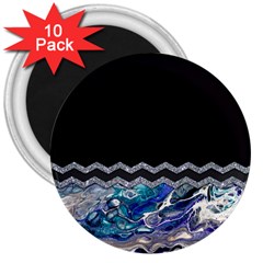 Blue Ocean Minimal Liquid Painting 3  Magnets (10 Pack)  by gloriasanchez