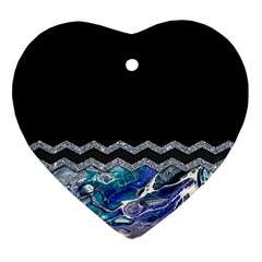 Blue Ocean Minimal Liquid Painting Heart Ornament (two Sides) by gloriasanchez