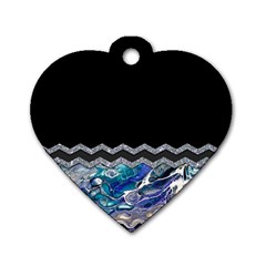 Blue Ocean Minimal Liquid Painting Dog Tag Heart (two Sides) by gloriasanchez