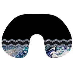 Blue Ocean Minimal Liquid Painting Travel Neck Pillow by gloriasanchez