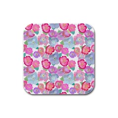 Bright, Joyful Flowers Rubber Square Coaster (4 Pack)  by SychEva