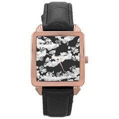 Cumulus Abstract Design Rose Gold Leather Watch  by dflcprintsclothing