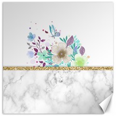 Minimal Gold Floral Marble Canvas 16  X 16  by gloriasanchez