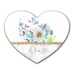 Minimal Gold Floral Marble Heart Mousepads by gloriasanchez