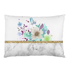 Minimal Gold Floral Marble Pillow Case (two Sides) by gloriasanchez