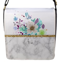 Minimal Gold Floral Marble Flap Closure Messenger Bag (s) by gloriasanchez