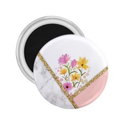 Minimal Peach Gold Floral Marble A 2.25  Magnets