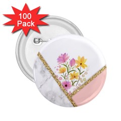 Minimal Peach Gold Floral Marble A 2.25  Buttons (100 pack) 