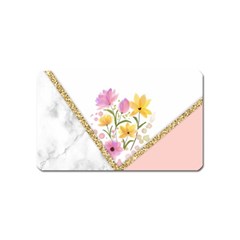 Minimal Peach Gold Floral Marble A Magnet (Name Card)