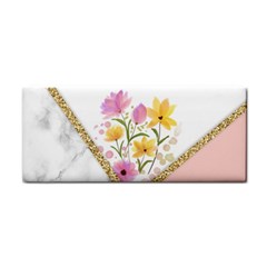 Minimal Peach Gold Floral Marble A Hand Towel