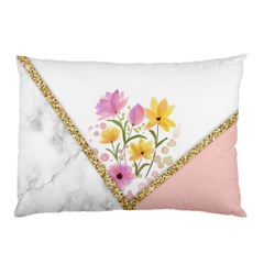 Minimal Peach Gold Floral Marble A Pillow Case