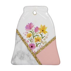 Minimal Peach Gold Floral Marble A Bell Ornament (two Sides)