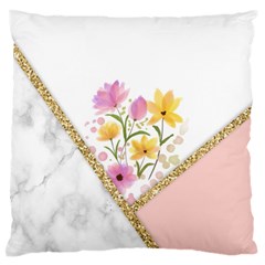 Minimal Peach Gold Floral Marble A Large Cushion Case (Two Sides)