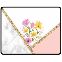 Minimal Peach Gold Floral Marble A Double Sided Fleece Blanket (Medium) 