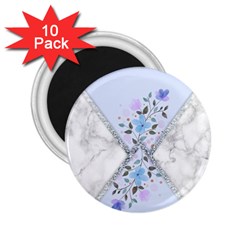 Minimal Silver Blue Marble Bouquet A 2 25  Magnets (10 Pack) 