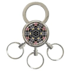 Abstract Geometric Kaleidoscope 3-Ring Key Chain