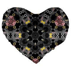 Abstract Geometric Kaleidoscope Large 19  Premium Flano Heart Shape Cushions