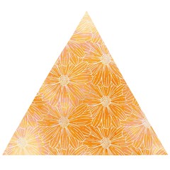 Flowers Pattern Orange Yellow Wooden Puzzle Triangle by alllovelyideas