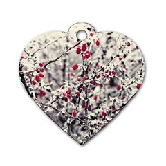 Berries In Winter, Fruits In Vintage Style Photography Dog Tag Heart (one Side) by Casemiro