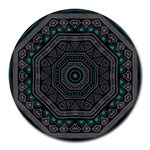 Mandala Vert Noir Pattern Round Mousepads Front