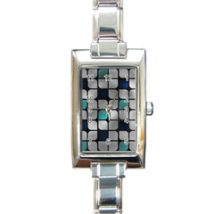 Pattern Abstrat Geometric Blue Grey Rectangle Italian Charm Watch by alllovelyideas