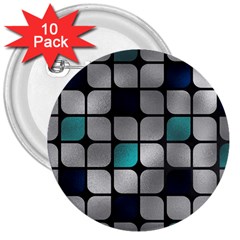 Pattern Abstrat Geometric Blue Grey 3  Buttons (10 Pack)  by alllovelyideas